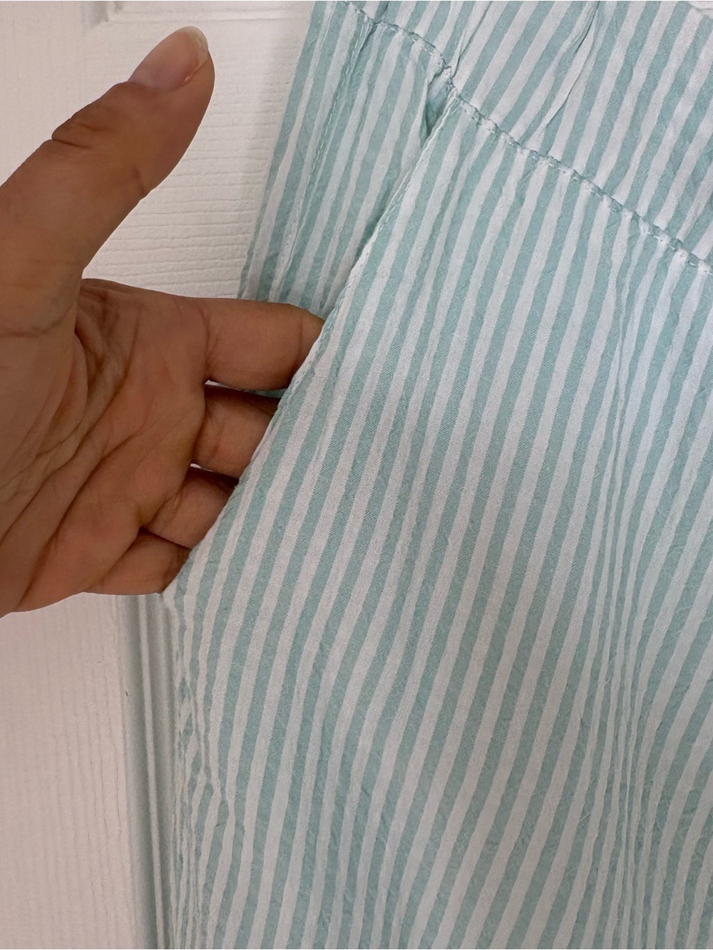 Papinelle Sabine Seersucker Stripe Full Length Pajama Set, Mint Green, M - Picture 12 of 16